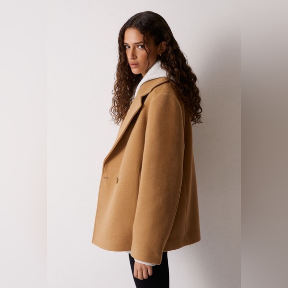 H&M | DOUBLE BREASTED BLAZER JACKET | SIZE: L | COLOR: CAMEL | NWOT - Picture 4 of 9